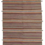 Anadolu Eskitme Turuncu Pamuk Üzerine Yün El Dokuma Kilim-134x262