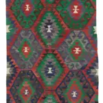 Anadolu Eskitme Kırmızı Pamuk Üzerine Yün El Dokuma Kilim-162x295