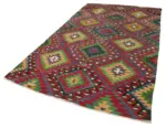 Anadolu Eskitme Kırmızı Pamuk Üzerine Yün El Dokuma Kilim-175x310 - Görsel 3