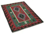 Anadolu Eskitme Kırmızı Pamuk Üzerine Yün El Dokuma Kilim-088x123 - Görsel 2
