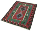 Anadolu Eskitme Kırmızı Pamuk Üzerine Yün El Dokuma Kilim-088x123 - Görsel 3