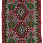 Anadolu Eskitme Kırmızı Pamuk Üzerine Yün El Dokuma Kilim-161x290