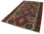 Anadolu Eskitme Kırmızı Pamuk Üzerine Yün El Dokuma Kilim-161x290 - Görsel 3