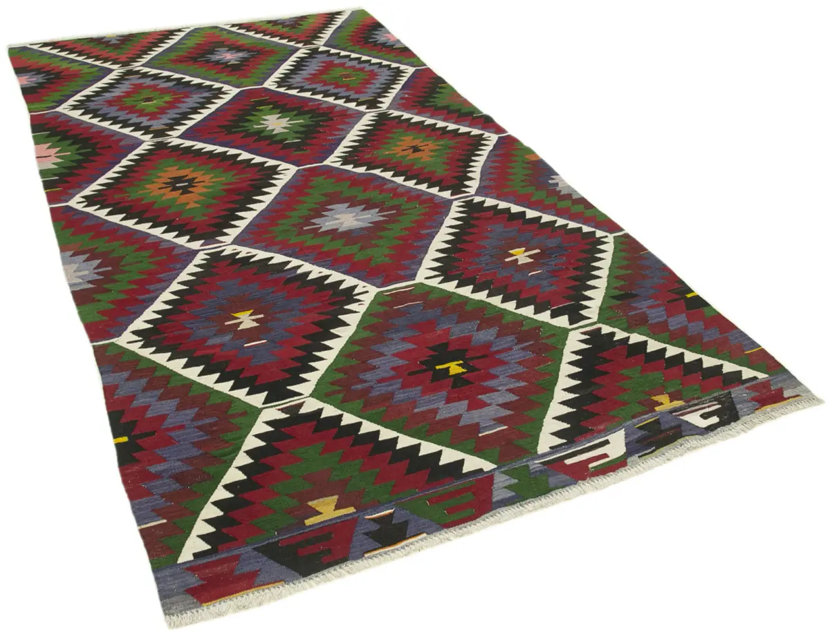 Anadolu Eskitme Kırmızı Pamuk Üzerine Yün El Dokuma Kilim-149x274 - Görsel 2