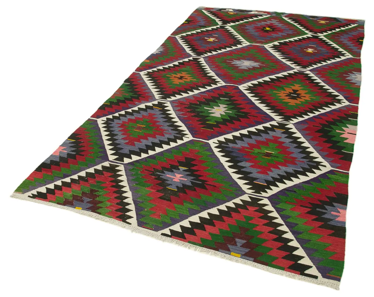 Anadolu Eskitme Kırmızı Pamuk Üzerine Yün El Dokuma Kilim-149x274 - Görsel 3