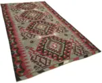 Anadolu Eskitme Kırmızı Pamuk Üzerine Yün El Dokuma Kilim-161x309 - Görsel 2