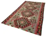 Anadolu Eskitme Kırmızı Pamuk Üzerine Yün El Dokuma Kilim-161x309 - Görsel 3
