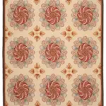 Aubusson Eskitme Bej Pamuk Üzerine Yün El Dokuma Halı-308x356