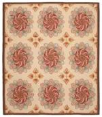 Aubusson Eskitme Bej Pamuk Üzerine Yün El Dokuma Halı-308x356