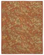 Aubusson Eskitme Kahverengi Pamuk Üzerine Yün El Dokuma Halı-276x359