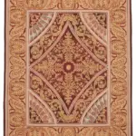 Aubusson Eskitme Pembe Pamuk Üzerine Yün El Dokuma Halı-267x340