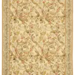 Aubusson Eskitme Bej Pamuk Üzerine Yün El Dokuma Halı-266x366