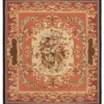 Aubusson Eskitme Kırmızı Pamuk Üzerine Yün El Dokuma Halı-303x331