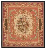 Aubusson Eskitme Kırmızı Pamuk Üzerine Yün El Dokuma Halı-303x331