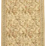 Aubusson Eskitme Bej Pamuk Üzerine Yün El Dokuma Halı-267x370