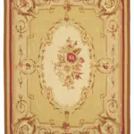 Aubusson Eskitme Sarı Pamuk Üzerine Yün El Dokuma Halı-271x362