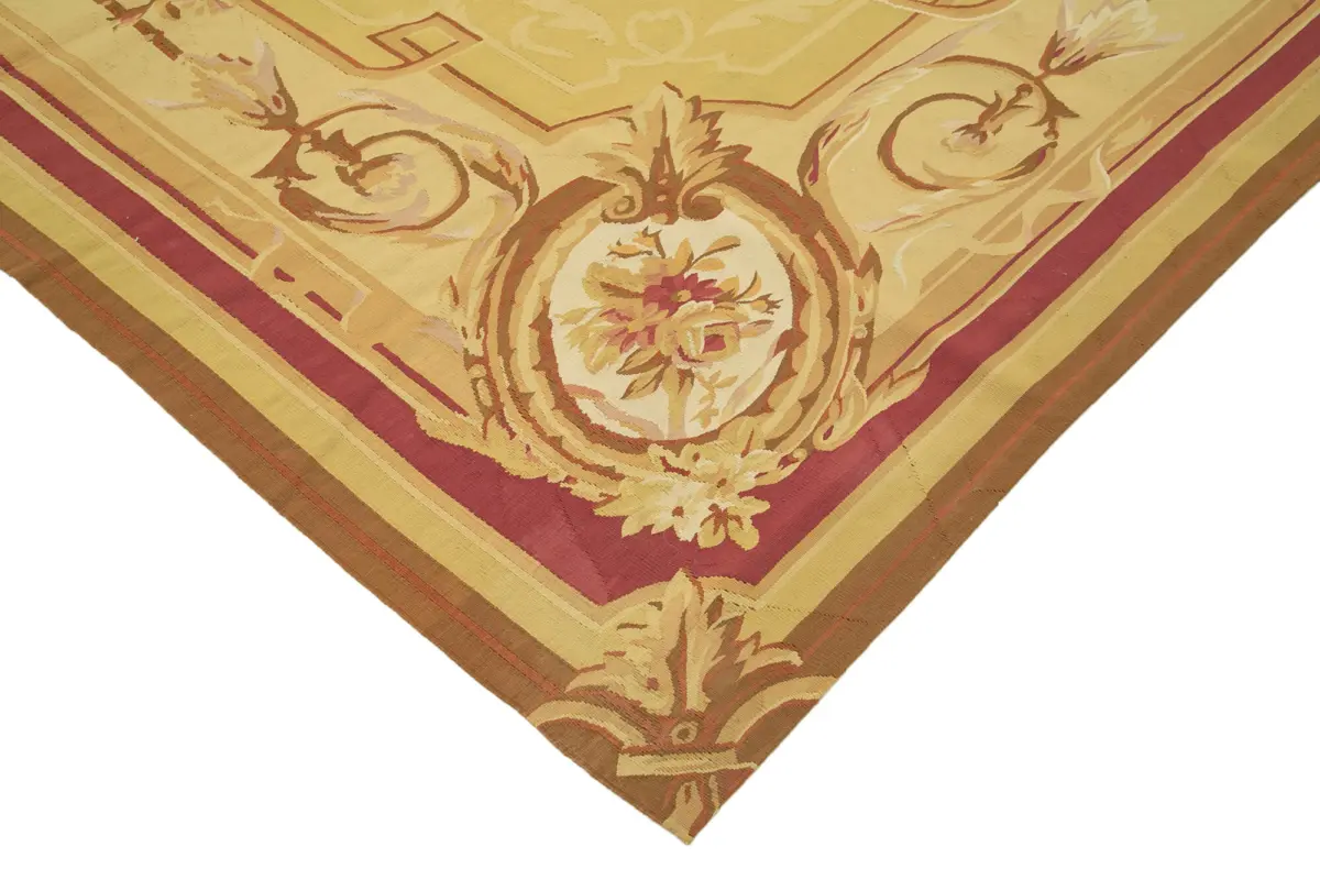 Aubusson Eskitme Sarı Pamuk Üzerine Yün El Dokuma Halı-271x362 - Görsel 4