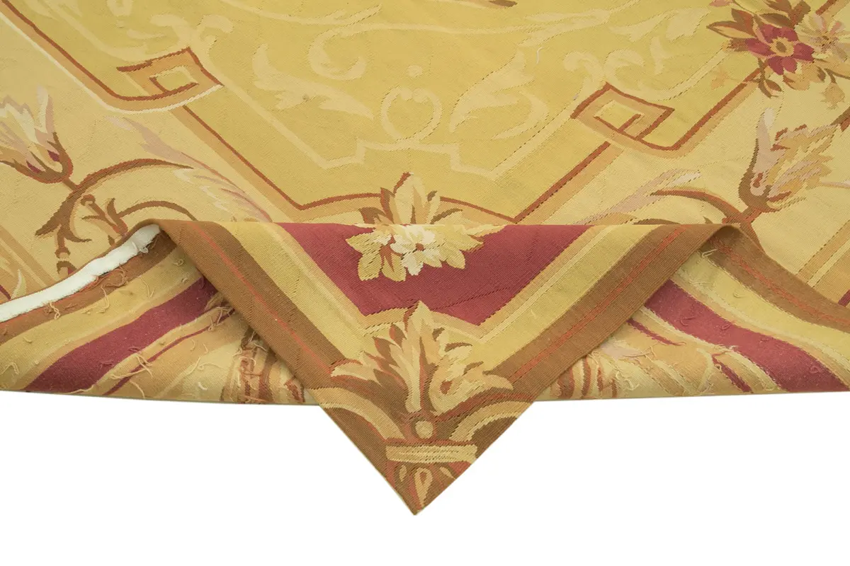 Aubusson Eskitme Sarı Pamuk Üzerine Yün El Dokuma Halı-271x362 - Görsel 6