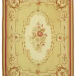 Aubusson Eskitme Sarı Pamuk Üzerine Yün El Dokuma Halı-261x365