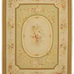 Aubusson Eskitme Bej Pamuk Üzerine Yün El Dokuma Halı-273x364