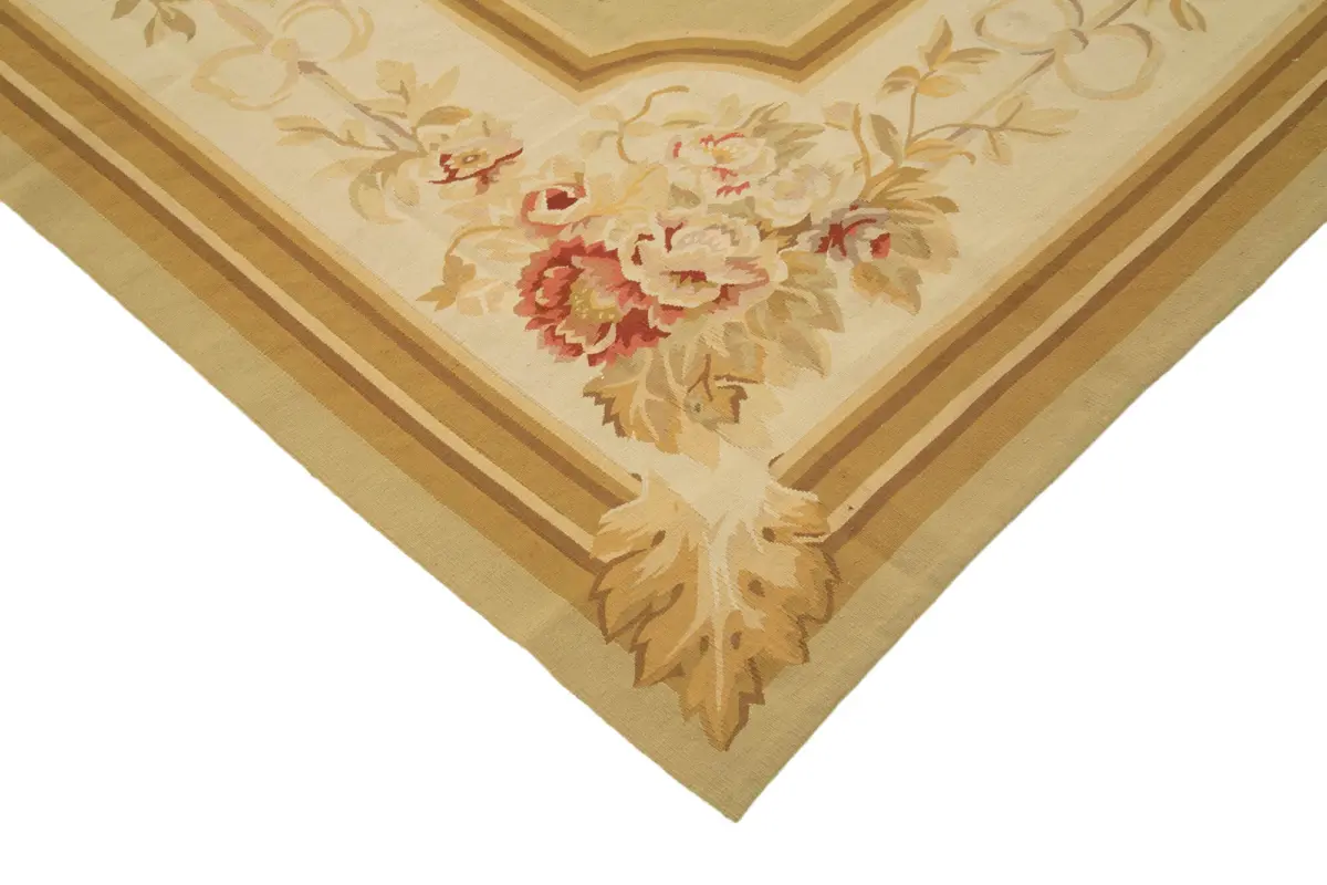 Aubusson Eskitme Bej Pamuk Üzerine Yün El Dokuma Halı-272x362 - Görsel 4