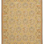 Aubusson Eskitme Yeşil Pamuk Üzerine Yün El Dokuma Halı-267x371