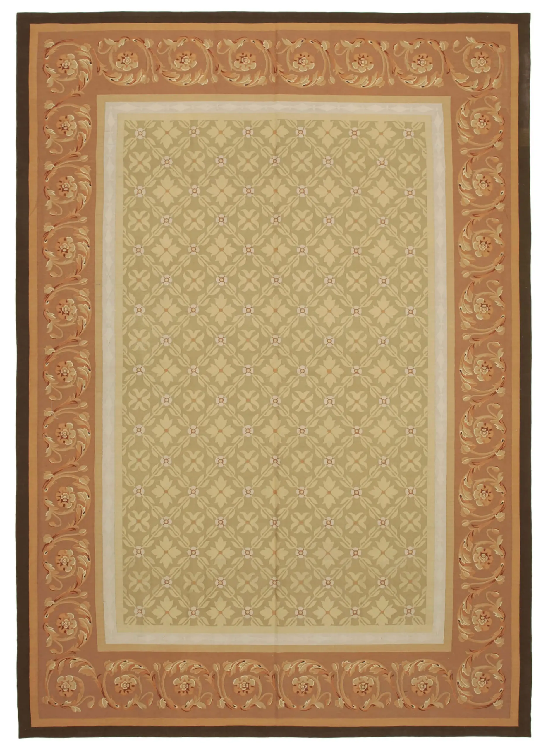 Rc_29493_1_Brown_Aubosson_Kiim_Rugs Aubusson Eskitme Kahverengi Pamuk Üzerine Yün El Dokuma Halı-301x420 - Görsel 1