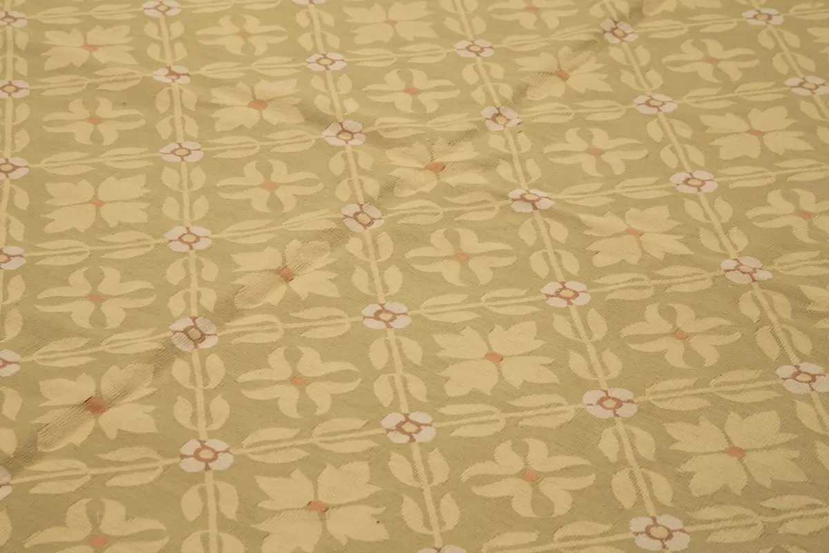 Aubusson Eskitme Kahverengi Pamuk Üzerine Yün El Dokuma Halı-301x420 - Görsel 5