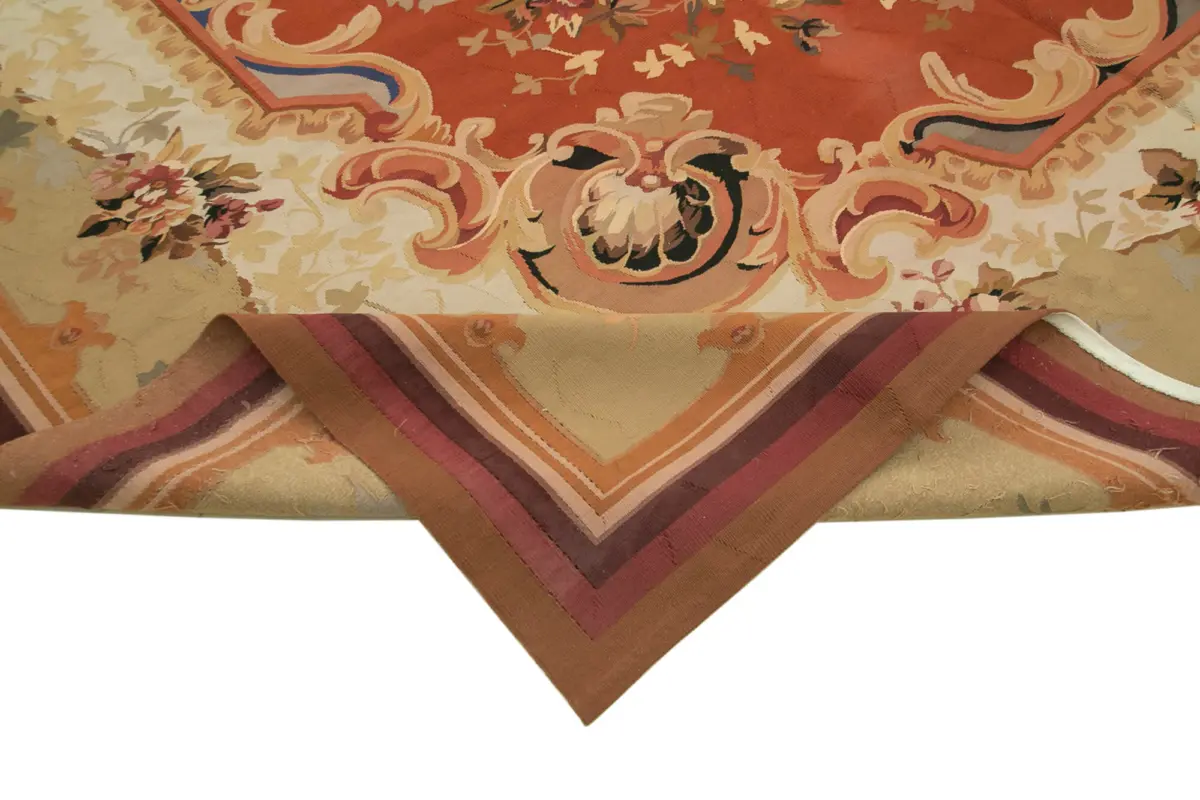 Aubusson Eskitme Bej Pamuk Üzerine Yün El Dokuma Halı-312x407 - Görsel 6