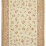 Aubusson Eskitme Bej Pamuk Üzerine Yün El Dokuma Halı-295x435