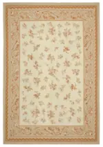 Aubusson Eskitme Bej Pamuk Üzerine Yün El Dokuma Halı-295x435