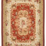 Aubusson Eskitme Bej Pamuk Üzerine Yün El Dokuma Halı-265x362