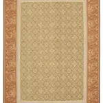 Aubusson Eskitme Kahverengi Pamuk Üzerine Yün El Dokuma Halı-260x363