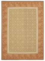 Aubusson Eskitme Kahverengi Pamuk Üzerine Yün El Dokuma Halı-260x363