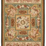 Aubusson Eskitme Bej Pamuk Üzerine Yün El Dokuma Halı-281x364