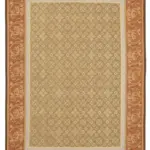 Aubusson Eskitme Kahverengi Pamuk Üzerine Yün El Dokuma Halı-261x363