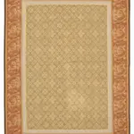 Aubusson Eskitme Kahverengi Pamuk Üzerine Yün El Dokuma Halı-262x363