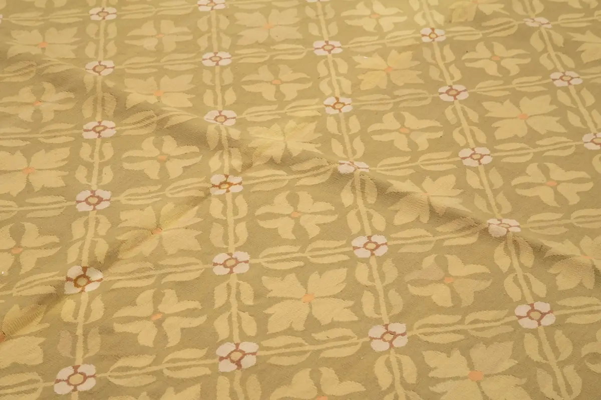 Aubusson Eskitme Kahverengi Pamuk Üzerine Yün El Dokuma Halı-262x363 - Görsel 5