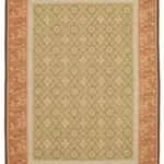 Aubusson Eskitme Kahverengi Pamuk Üzerine Yün El Dokuma Halı-265x367