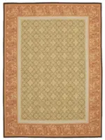 Aubusson Eskitme Kahverengi Pamuk Üzerine Yün El Dokuma Halı-265x367