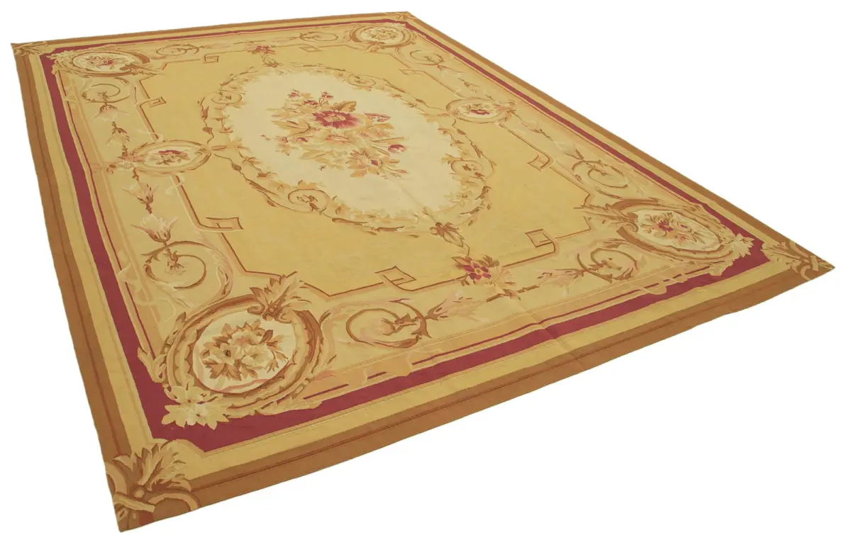 Aubusson Eskitme Sarı Pamuk Üzerine Yün El Dokuma Halı-268x365 - Görsel 2