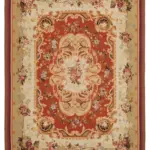 Aubusson Eskitme Bej Pamuk Üzerine Yün El Dokuma Halı-273x367