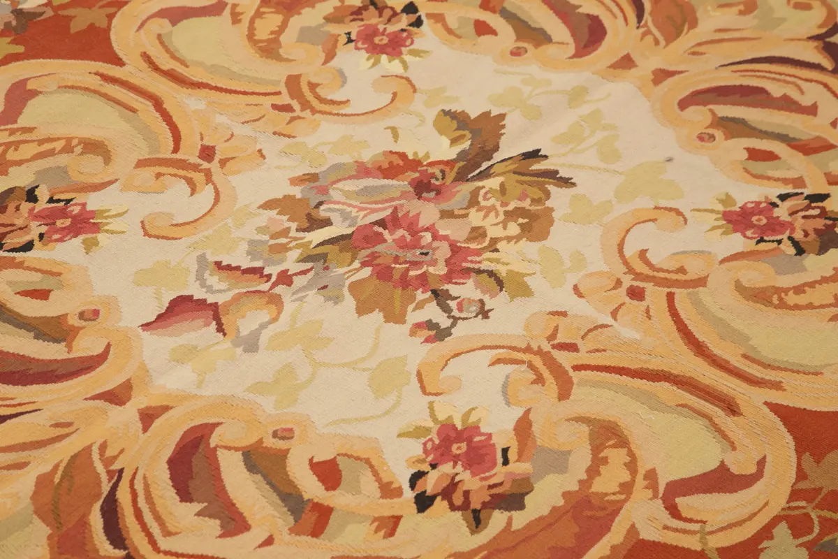 Aubusson Eskitme Bej Pamuk Üzerine Yün El Dokuma Halı-273x367 - Görsel 5