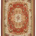 Aubusson Eskitme Bej Pamuk Üzerine Yün El Dokuma Halı-320x427