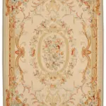 Aubusson Eskitme Bej Pamuk Üzerine Yün El Dokuma Halı-265x360