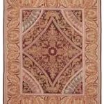 Aubusson Eskitme Pembe Pamuk Üzerine Yün El Dokuma Halı-270x338