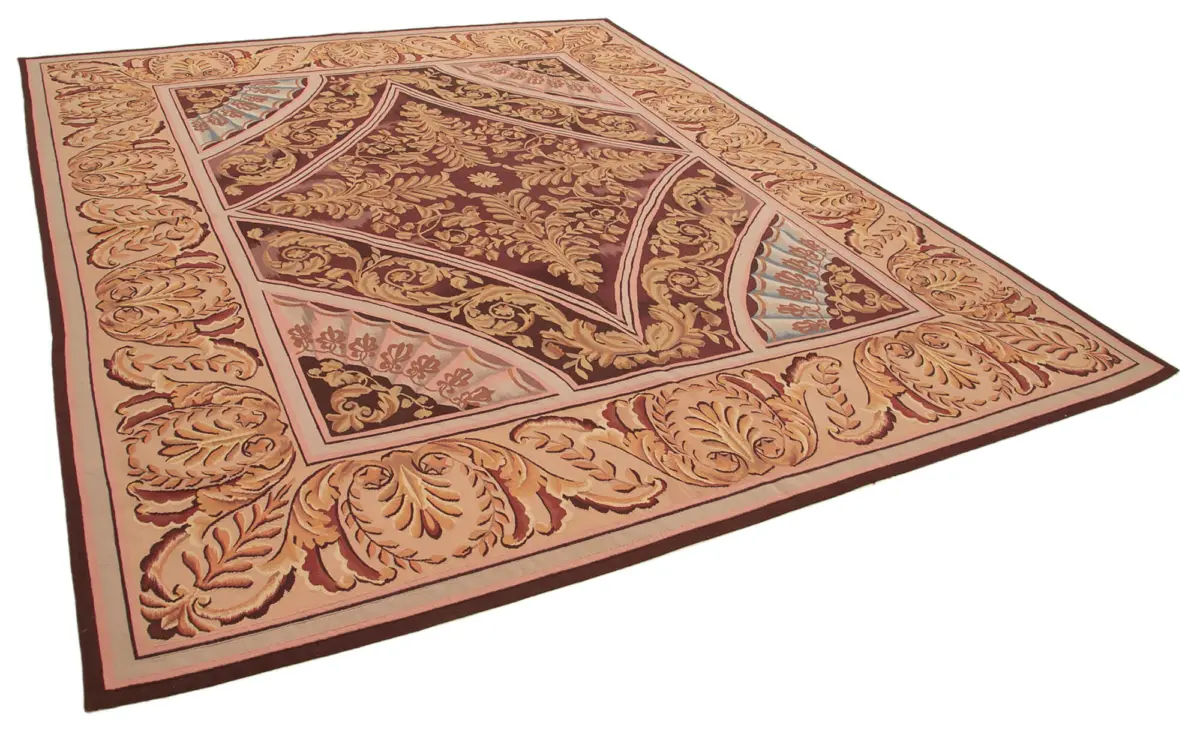 Aubusson Eskitme Pembe Pamuk Üzerine Yün El Dokuma Halı-270x338 - Görsel 2