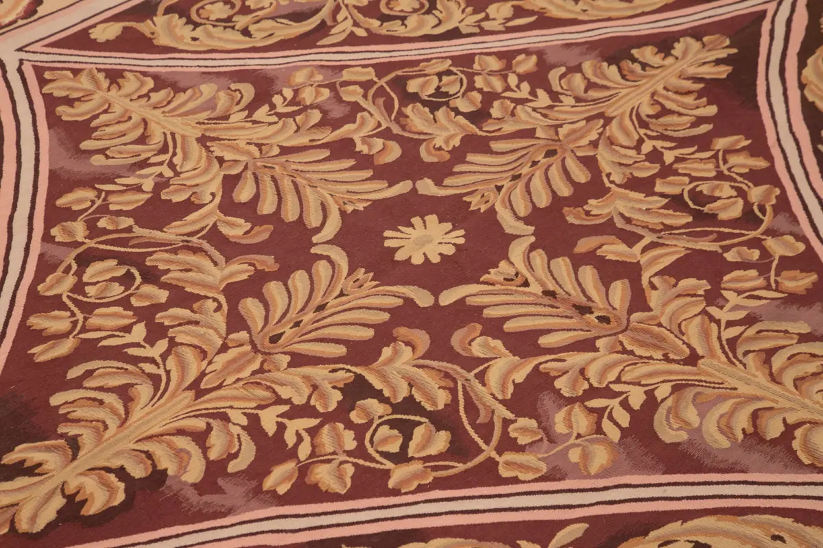 Aubusson Eskitme Pembe Pamuk Üzerine Yün El Dokuma Halı-270x338 - Görsel 5