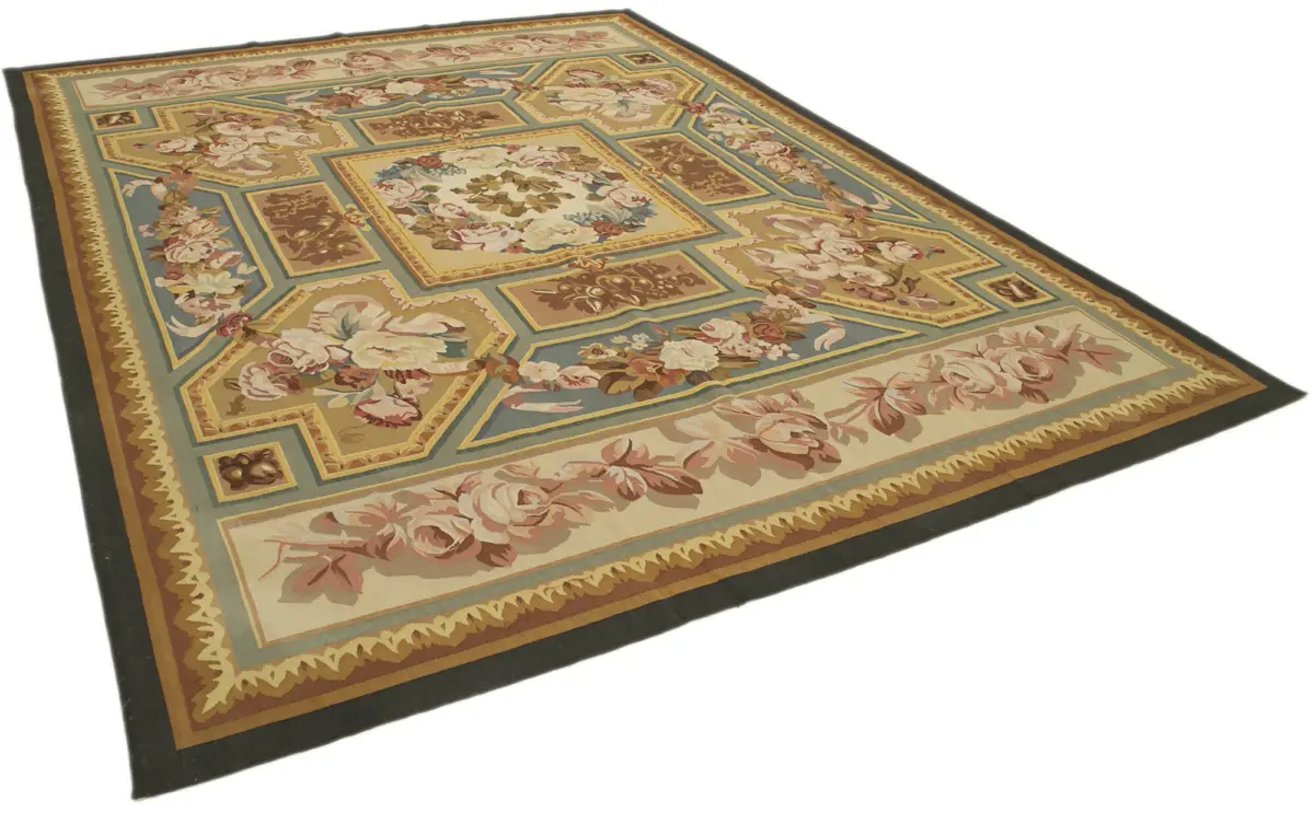 Aubusson Eskitme Sarı Pamuk Üzerine Yün El Dokuma Halı-275x364 - Görsel 2