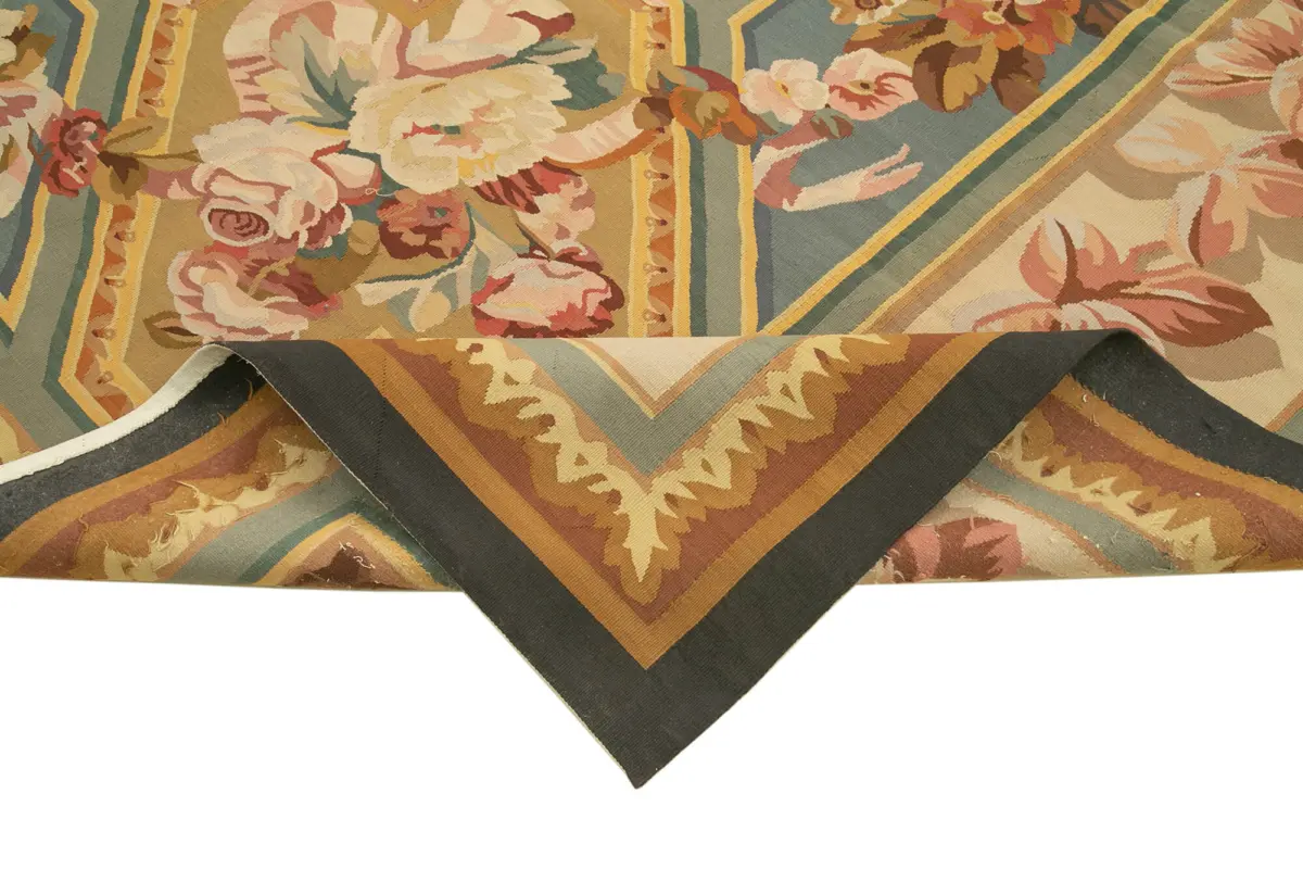 Aubusson Eskitme Sarı Pamuk Üzerine Yün El Dokuma Halı-275x364 - Görsel 6